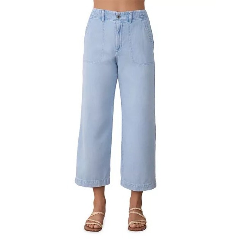 Bella Dahl Light Wash Wide Leg Utility Crop‎ Pants B3073-888-699 Blue Size 25
